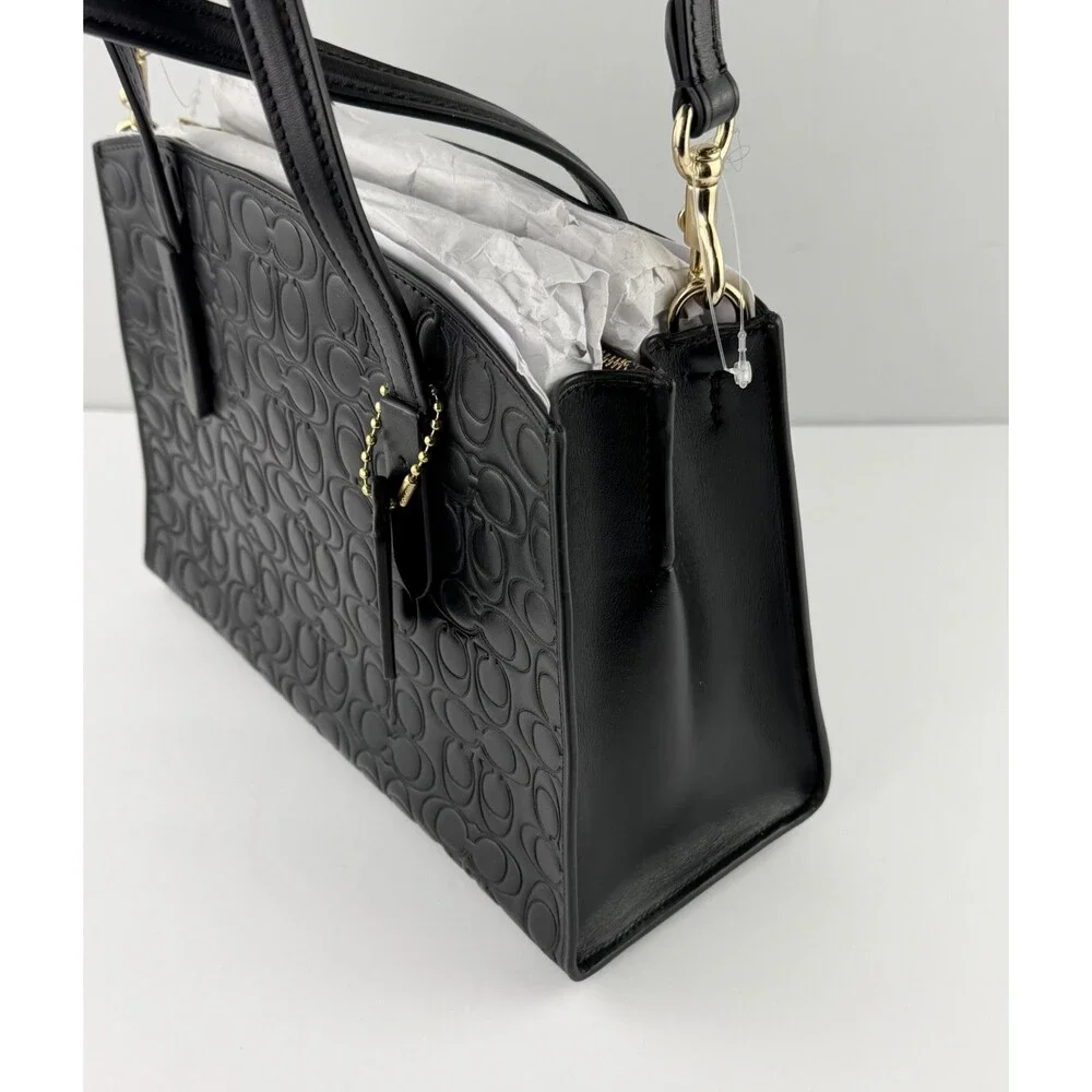 NEW Coach Charlie Carryall 28 Women's Signature Leather Shoulder Bag Black 51665